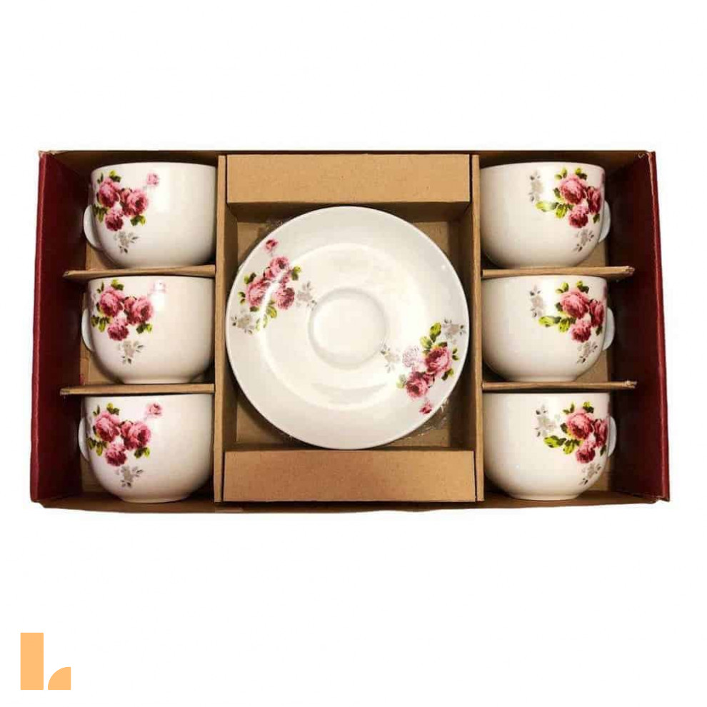 سرویس چای خوری 12 پارچه چینی زرین ایران سری ایتالیا اف مدل شكوفه