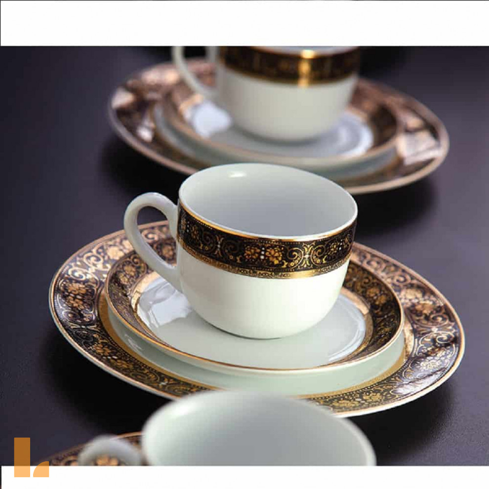 سرویس چای خوری 12 پارچه چینی زرین ایران طرح میدنایت درجه یک