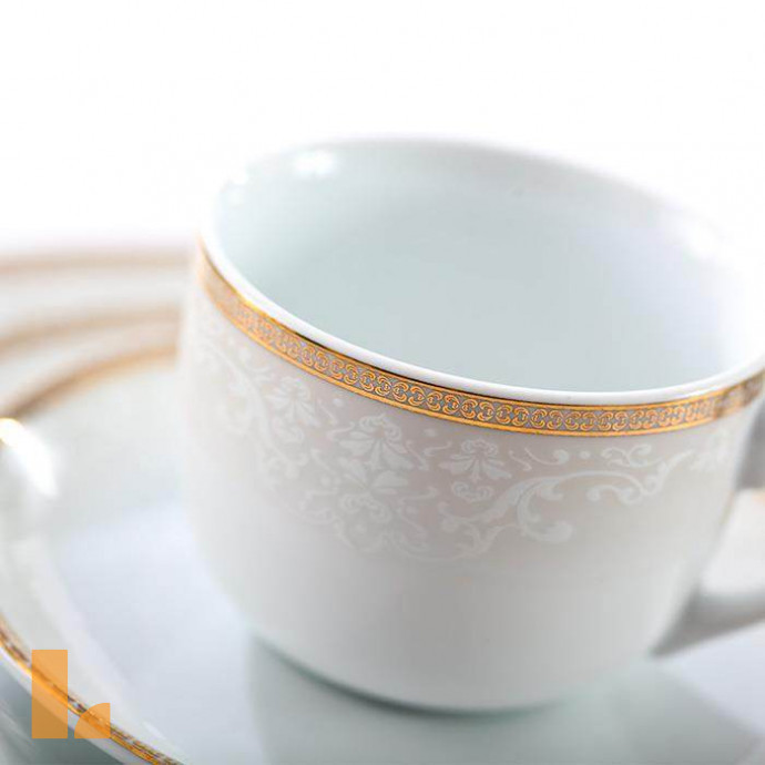 سرویس چای خوری 17 پارچه چینی زرین ایران ایتالیا مدل ریوا طلایی درجه عالی