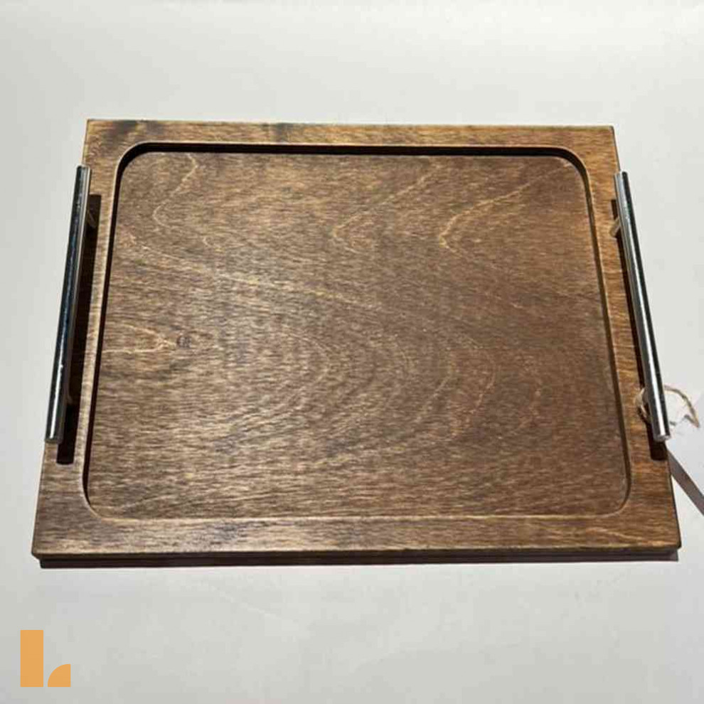 سینی مدرن چوبی دسته فلزی سایز 45*30 سانتی‌متر